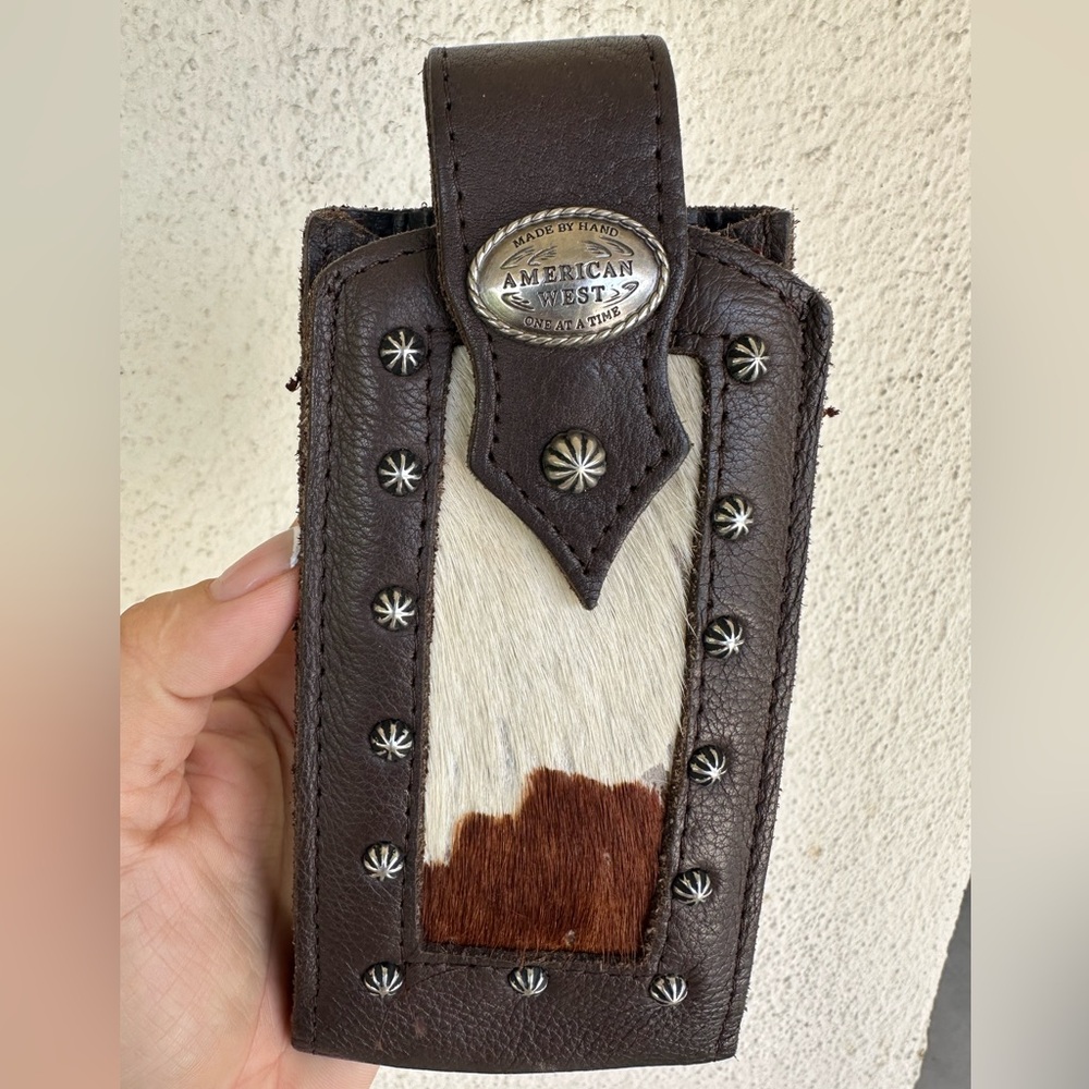 American West Dark Brown Leather Holster with Cowhide